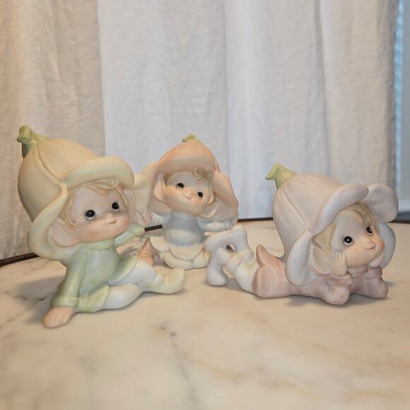 Vintage Homco Pastel Pixie Fairy Garden Elves - Picture 1 of 12
